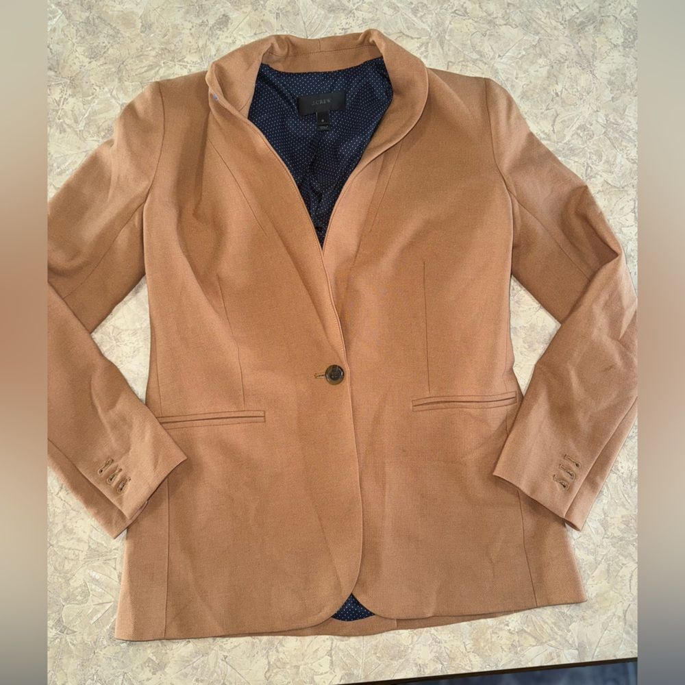 J. Crew Tan Blazer parke with Polka Dot Lining